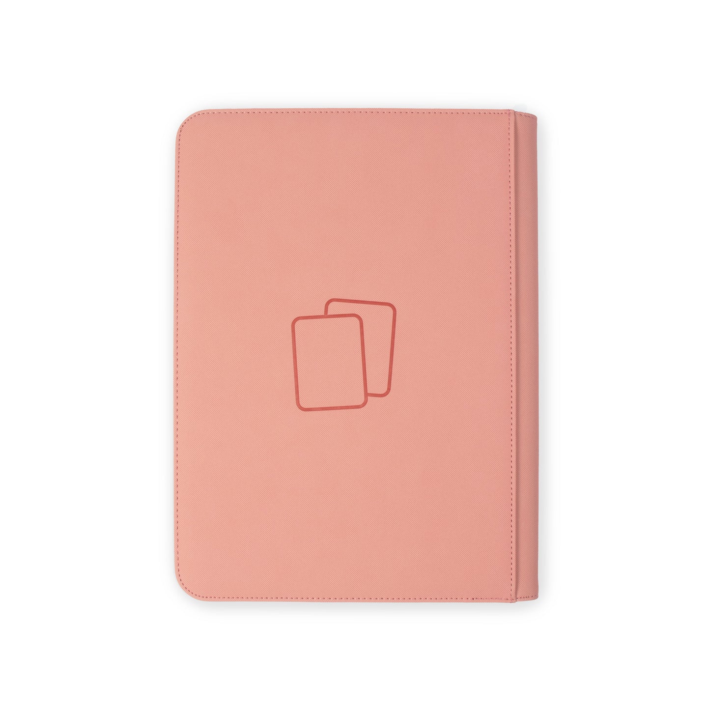 Back view of blush pink COVRD trading card binder featuring a minimalist dual-card debossed design.