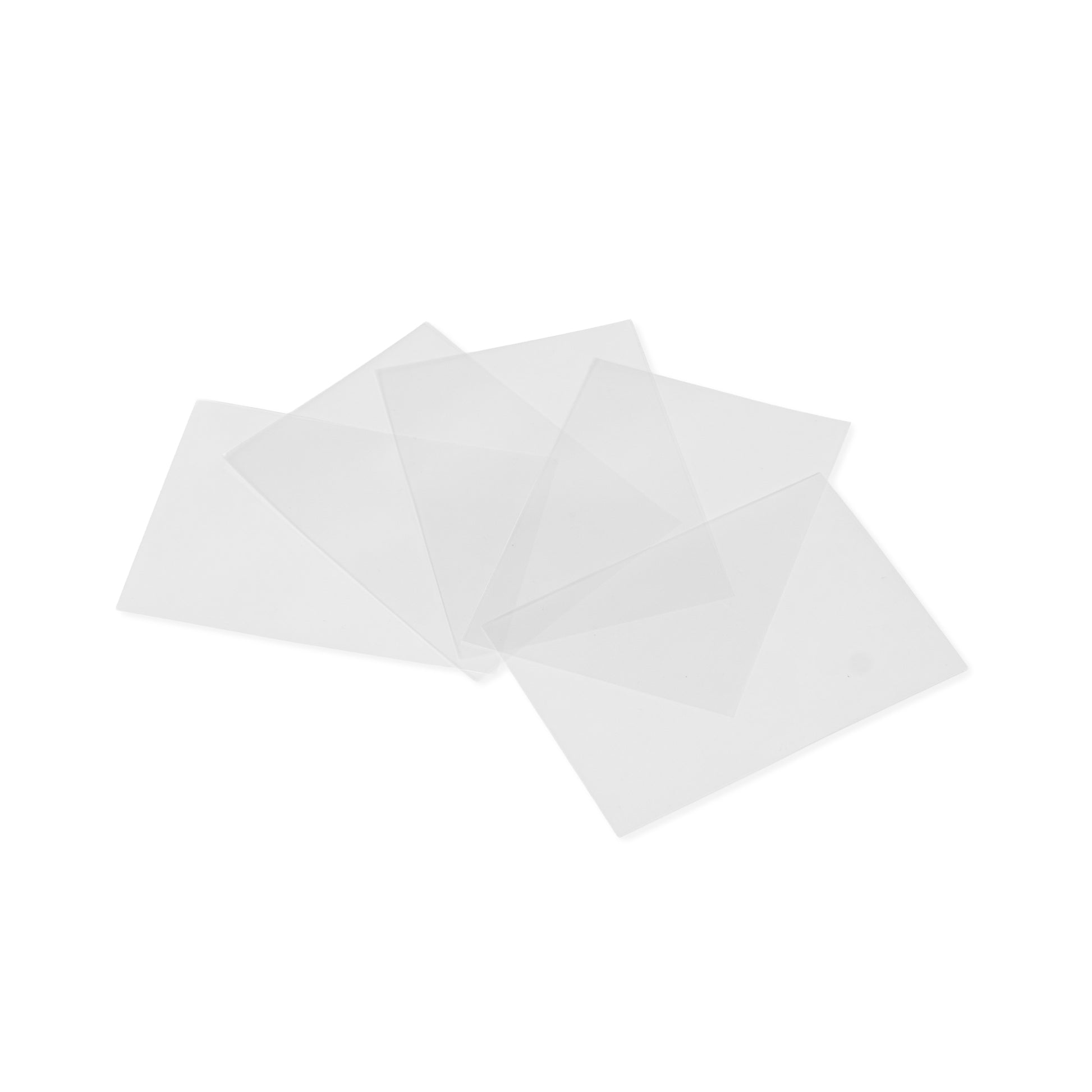 A fanned-out selection of clear inner card sleeves.