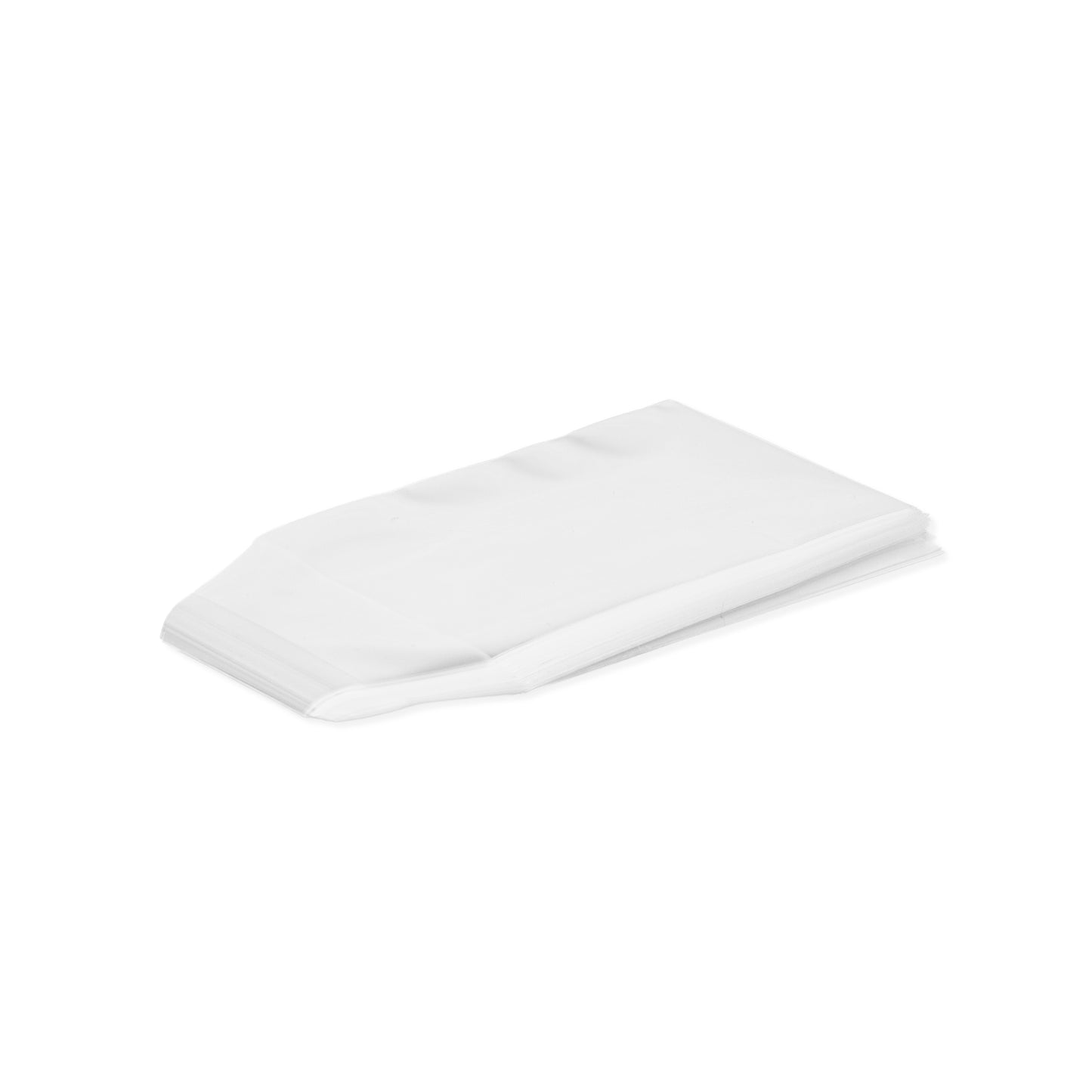 A neat stack of flat, ultra-clear plastic sleeves for trading card slab protection.